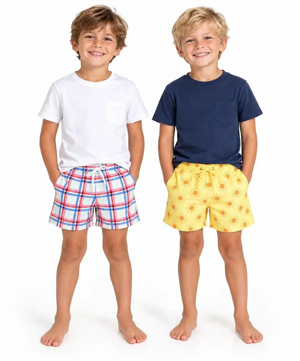 Hanna Andersson Kids Swim Trunks Lot of 2 Size 110 US 5 Plaid Sun Print